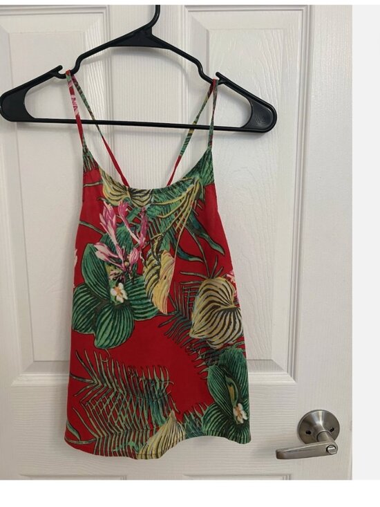 Roxy Tops - ROXY Red Tropical Print Halter Tank Size XS